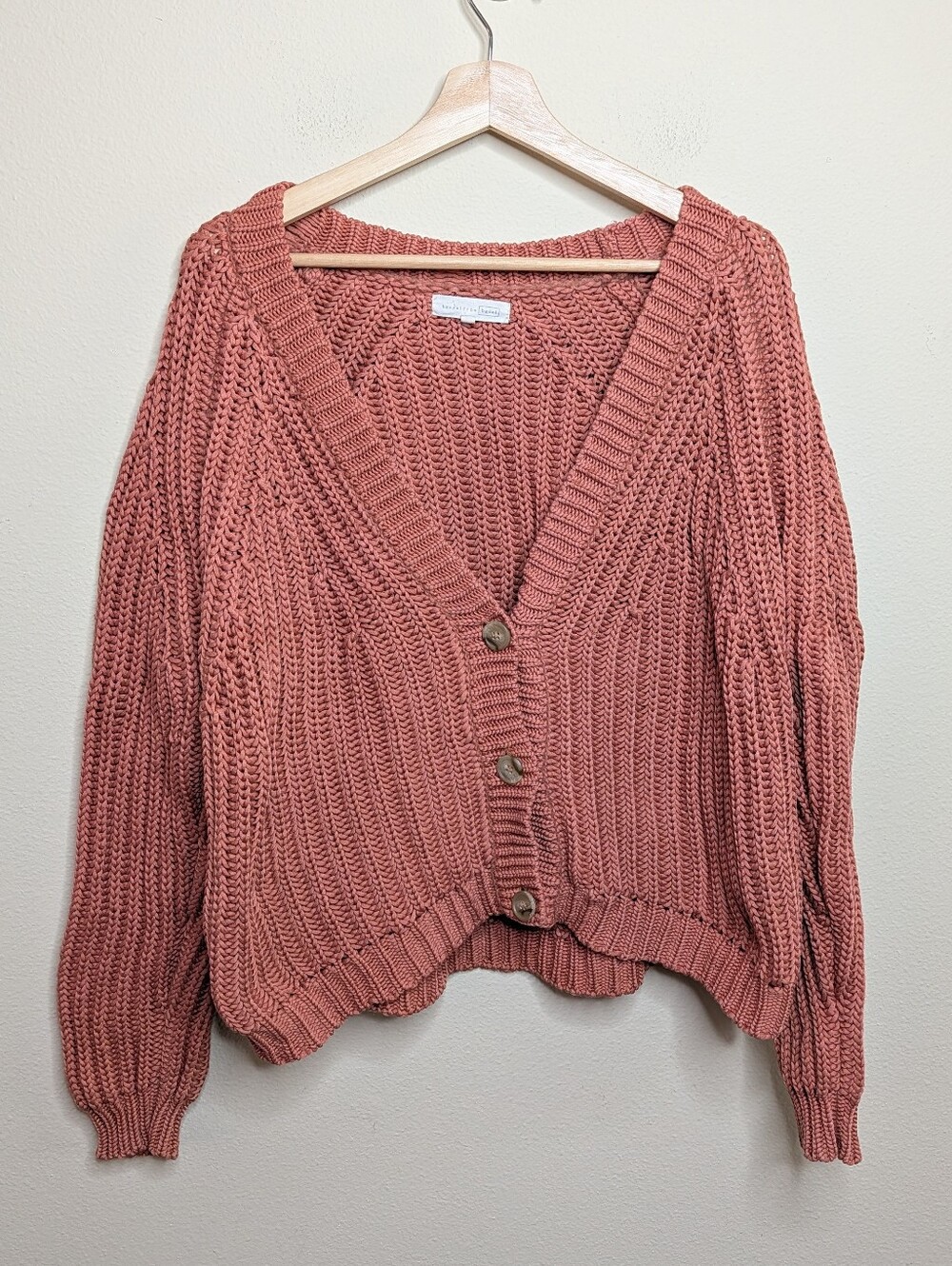 Hansel from Basel Anthropologie Chunky Knit Cardigan Terracotta Cotton Size 2